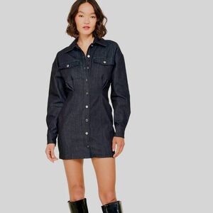 Line & Dot Dark Gray Long Sleeve Dress